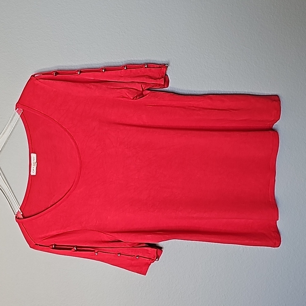 Retrology Split Sleeve Metal Accent Top Womens Petite XL